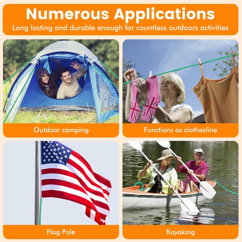 Maxworks MaxxHaul 50227 3/8" x 50 Ft Diamond Braided Rope Extra Strength-Sunlight and Weather Resistant, Multicolor - Image 2